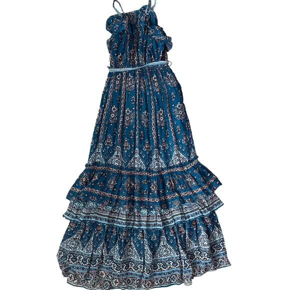 Anthropologie Sasha Boho Ruffled‎ Maxi Dress Pockets Size  XS - Picture 6 of 11